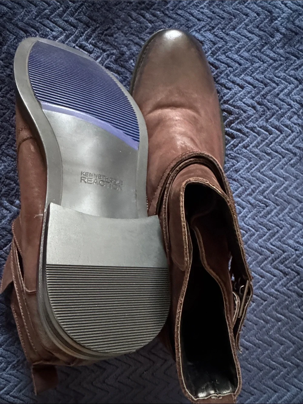 NWT! KennethCole Reaction Men's Brown Leather Buckle Ankle Boots